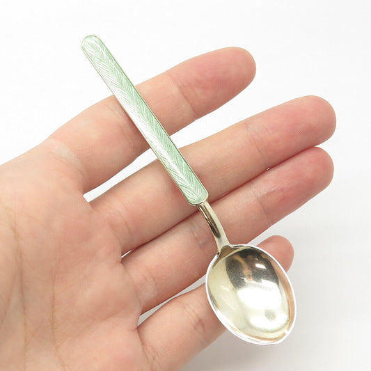 916H Silver Vintage 1950 Koruteollisuus Tillander Finland Guilloche Enamel Spoon