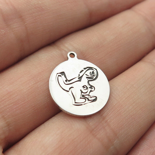 925 Sterling Silver USA Two In Town Dinosaur Charm Pendant