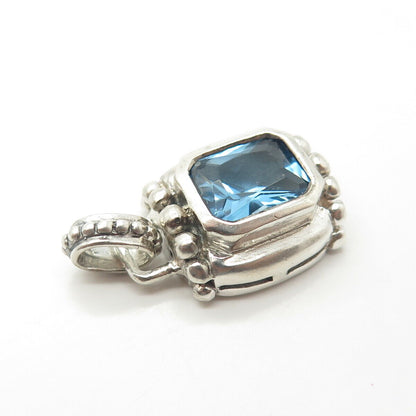 925 Sterling Silver Vintage Blue C Z Granulated Pendant