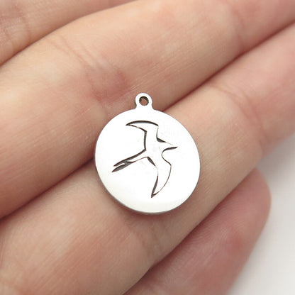 925 Sterling Silver USA Two In Town Flying Bird Charm Pendant