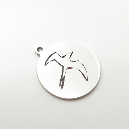 925 Sterling Silver USA Two In Town Flying Bird Charm Pendant