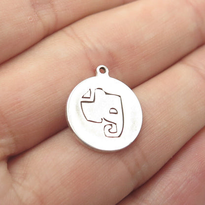 925 Sterling Silver USA Two In Town Elephant Charm Pendant