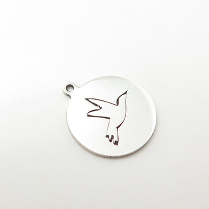 925 Sterling Silver USA Two In Town Flying Bird Charm Pendant