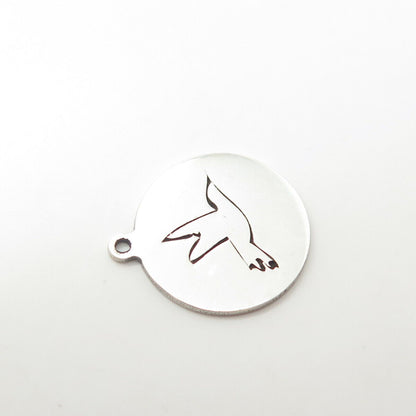 925 Sterling Silver USA Two In Town Flying Bird Charm Pendant