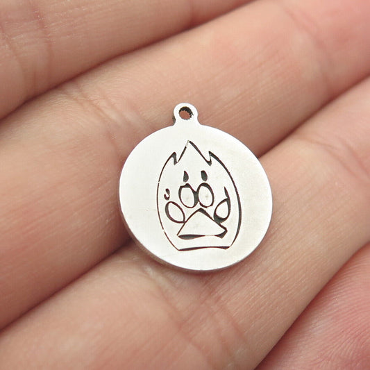 925 Sterling Silver USA Two In Town Paw Charm Pendant