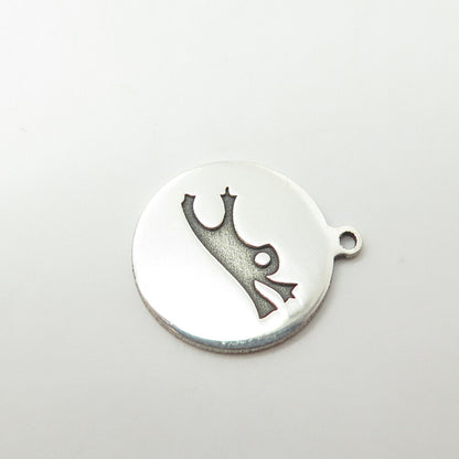 925 Sterling Silver USA Two In Town Jumping From For Good Luck Charm Pendant