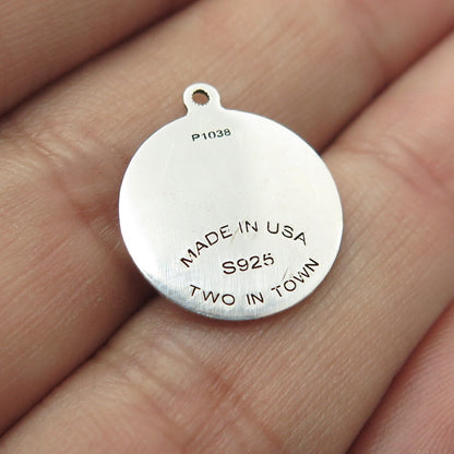 925 Sterling Silver USA Two In Town Jumping From For Good Luck Charm Pendant