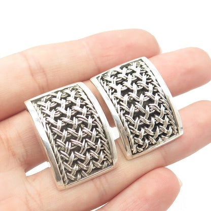 925 Sterling Silver Vintage Louis Hill Woven Clip-On Earrings