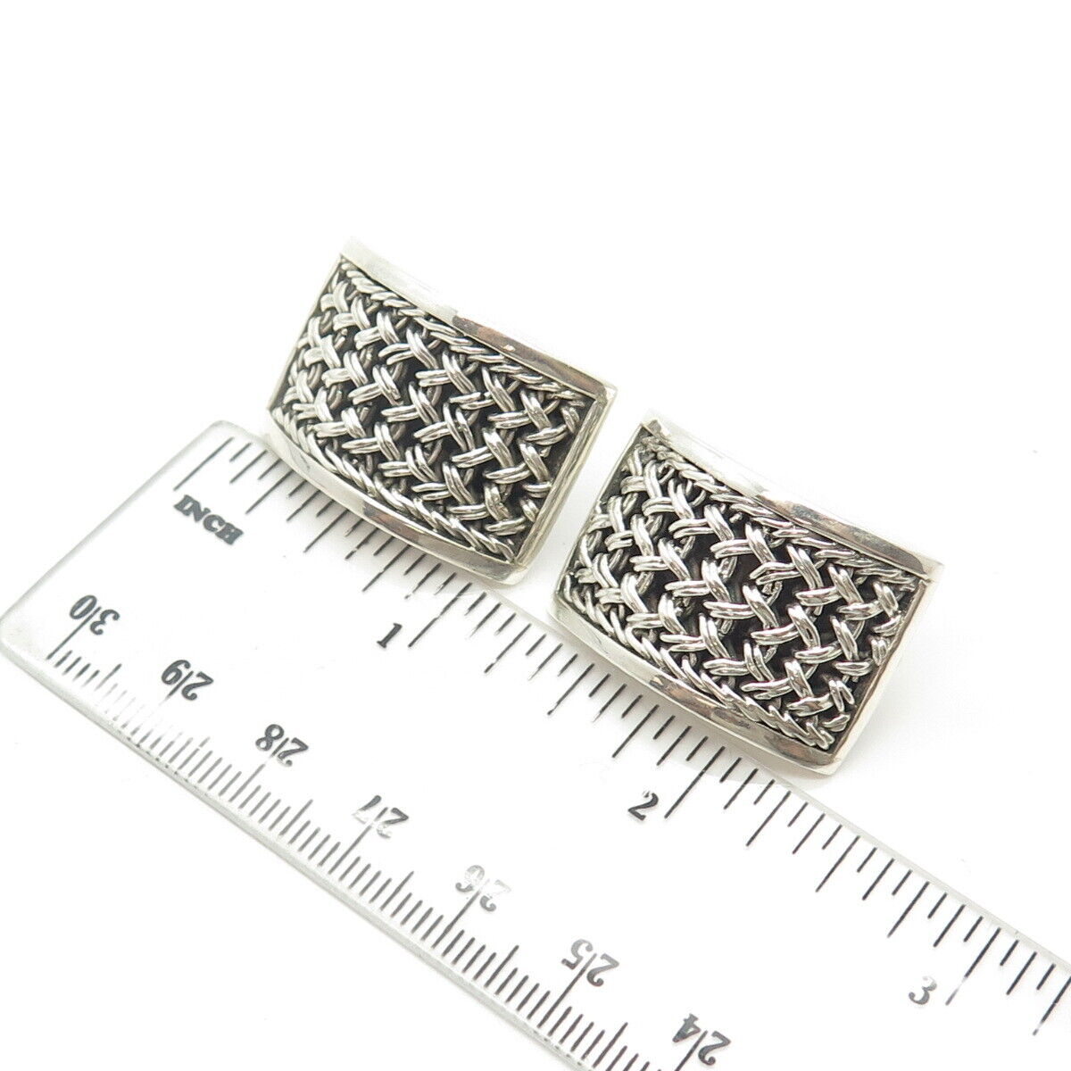 925 Sterling Silver Vintage Louis Hill Woven Clip-On Earrings