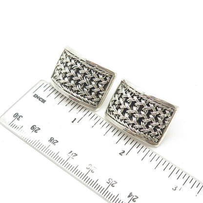 925 Sterling Silver Vintage Louis Hill Woven Clip-On Earrings