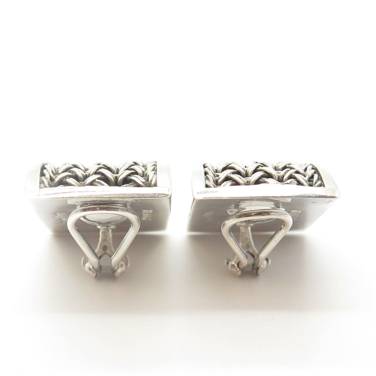 925 Sterling Silver Vintage Louis Hill Woven Clip-On Earrings