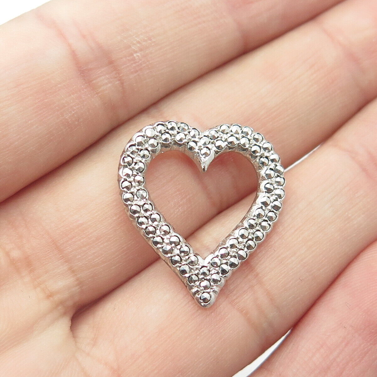 925 Sterling Silver Antique Art Deco Kilmer & Daniels Marcasite Heart Pendant