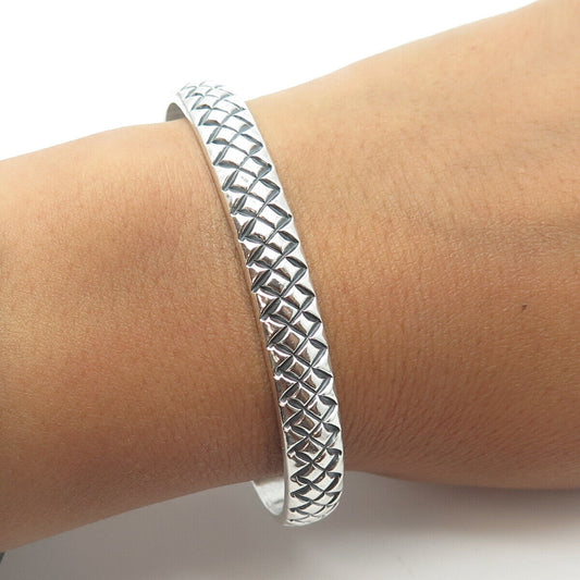 925 Sterling Silver Vintage Mexico Engraved Adjustable Cuff Bracelet 6.75"