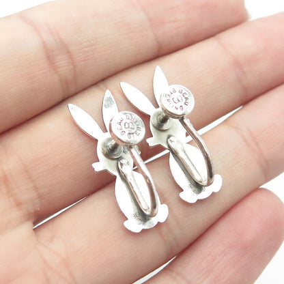 925 Sterling Silver Antique Art Deco BEAU Hare / Rabbit Screw Back Earrings