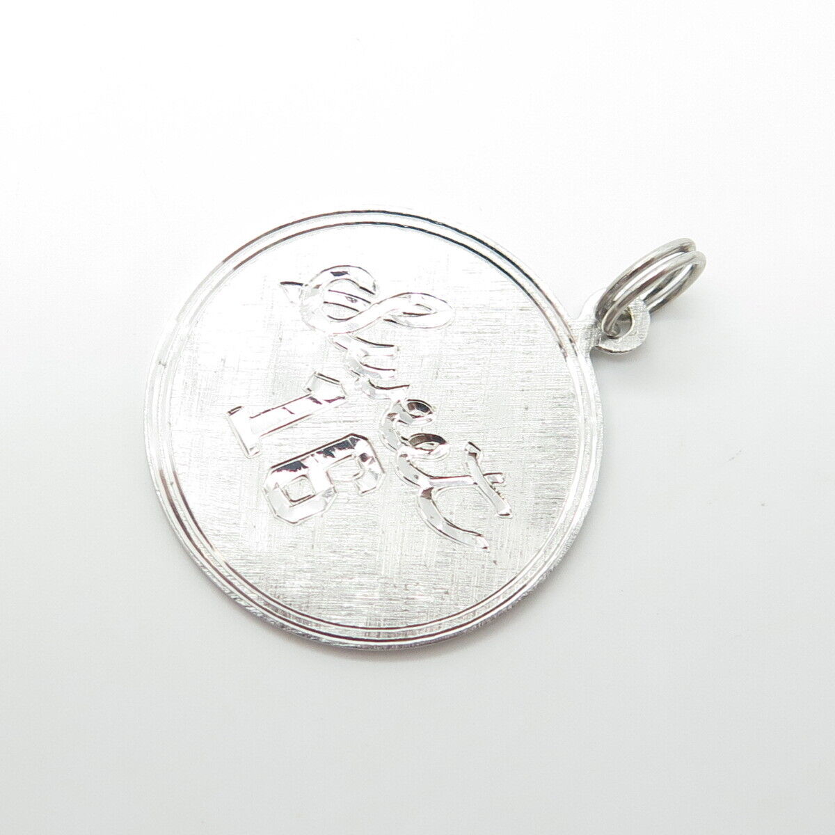 925 Sterling Silver Vintage Engraved "Sweet 16" Round Charm Pendant