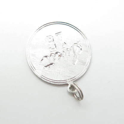 925 Sterling Silver Vintage Engraved "Sweet 16" Round Charm Pendant