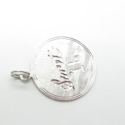 925 Sterling Silver Vintage Engraved "Sweet 16" Round Charm Pendant