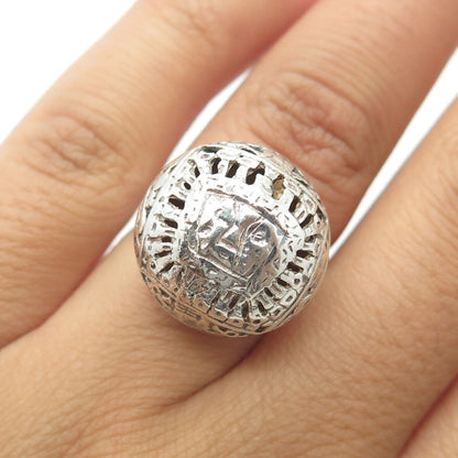 925 Sterling Silver Vintage Aztec Tribal Dome Ring Size 5.25