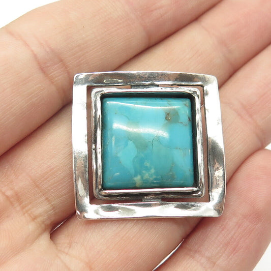 925 Sterling Silver Silpada Retired Real Turquoise Hammered Omega Pendant