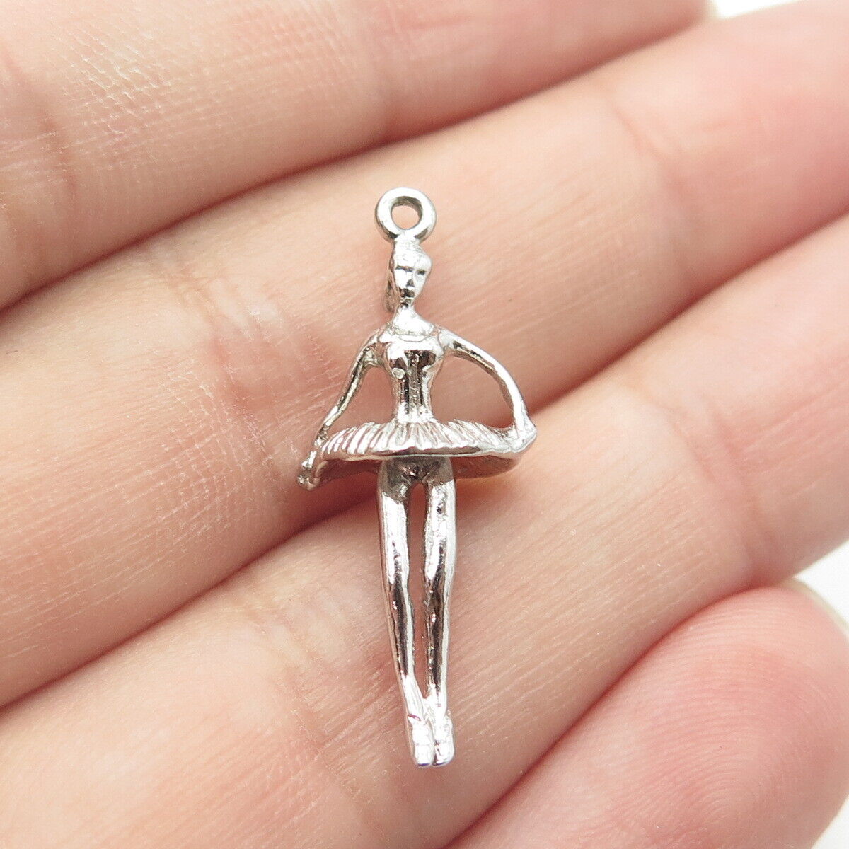 925 Sterling Silver Vintage Ballerina Charm Pendant