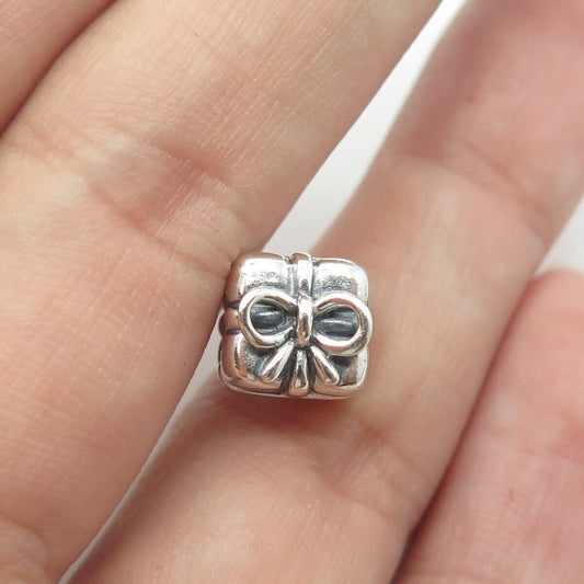 925 Sterling Silver Pandora Gift Box 3D Slide Bead Charm