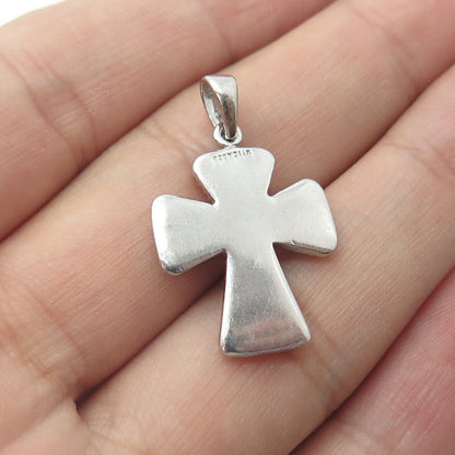 925 Sterling Silver Vintage Real Drusy Gem Cross Religious Charm Pendant