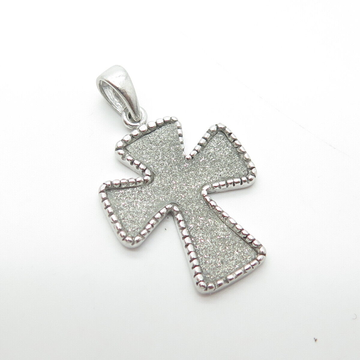 925 Sterling Silver Vintage Real Drusy Gem Cross Religious Charm Pendant