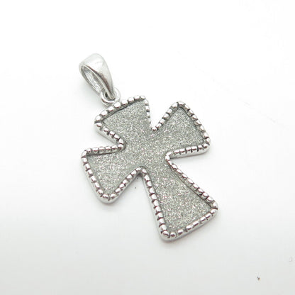 925 Sterling Silver Vintage Real Drusy Gem Cross Religious Charm Pendant