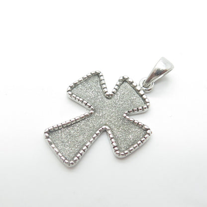 925 Sterling Silver Vintage Real Drusy Gem Cross Religious Charm Pendant