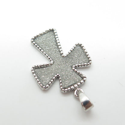 925 Sterling Silver Vintage Real Drusy Gem Cross Religious Charm Pendant