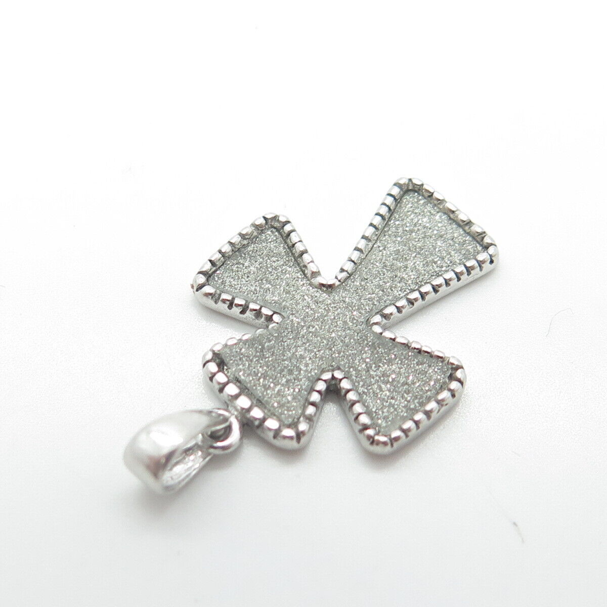 925 Sterling Silver Vintage Real Drusy Gem Cross Religious Charm Pendant