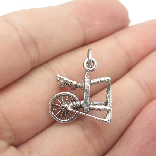 925 Sterling Silver Vintage Sewing Spinning Wheel Charm Pendant