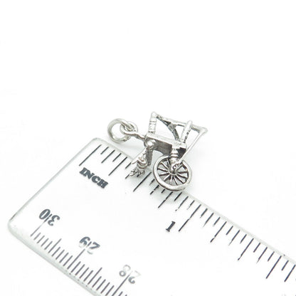 925 Sterling Silver Vintage Sewing Spinning Wheel Charm Pendant