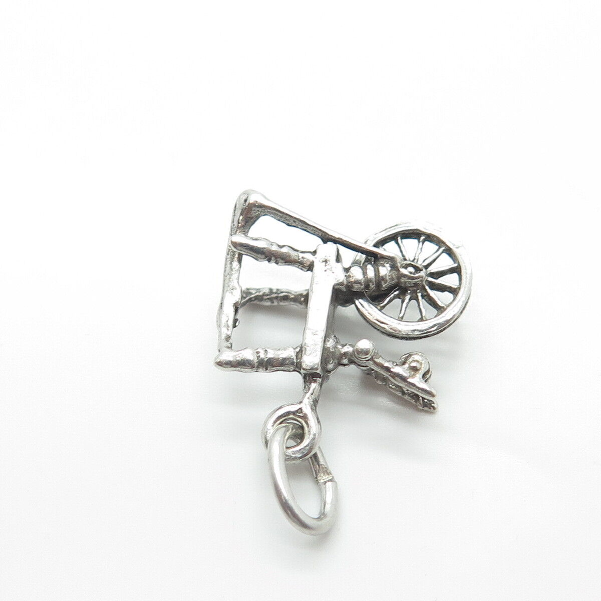 925 Sterling Silver Vintage Sewing Spinning Wheel Charm Pendant