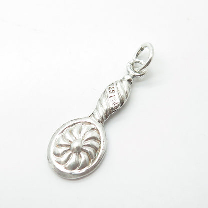 925 Sterling Silver Antique Art Deco Twisted Swirl Mirror Charm Pendant