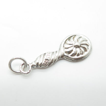 925 Sterling Silver Antique Art Deco Twisted Swirl Mirror Charm Pendant