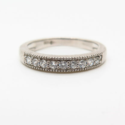 925 Sterling Silver C Z Thin Stackable Wedding Band Ring Size 7