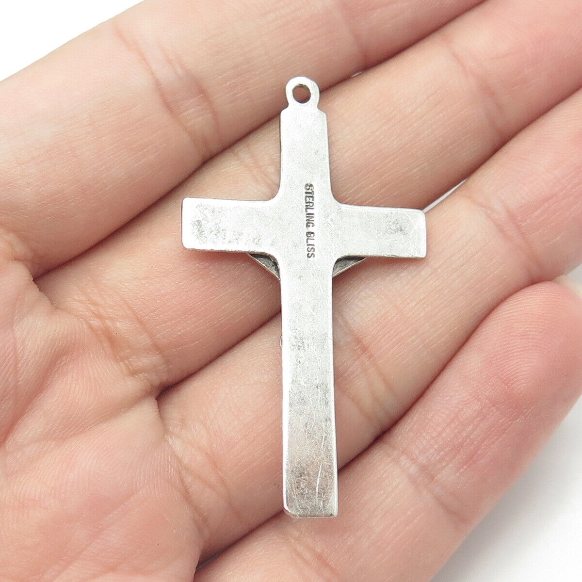 925 Sterling Silver Vintage Bliss Mfg Crucifix Cross Religious Pendant