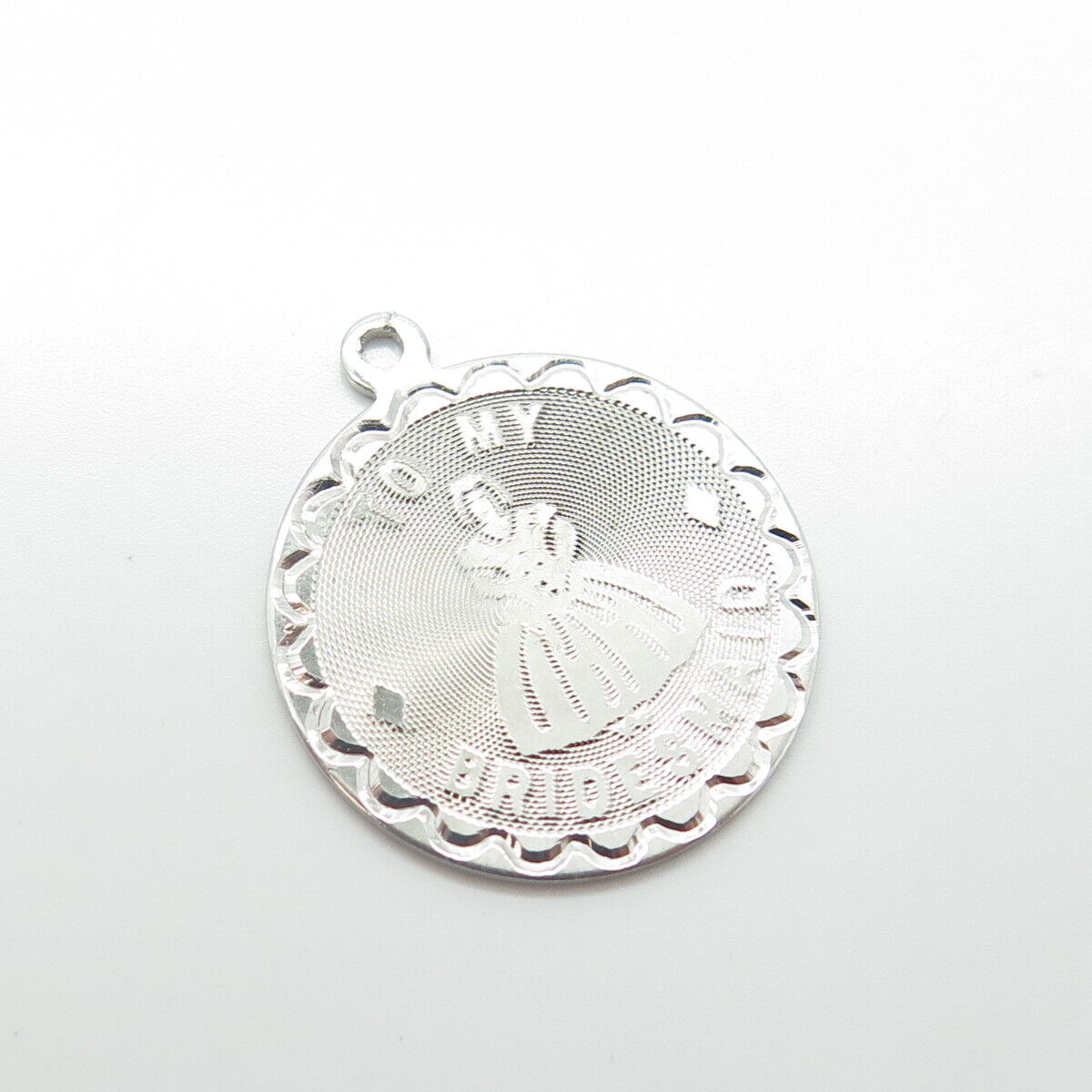 925 Sterling Silver Vintage "To My Bridesmaid" Round Charm Pendant