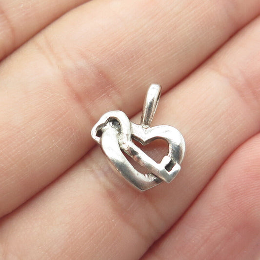 925 Sterling Silver Vintage Key Of Heart Pendant