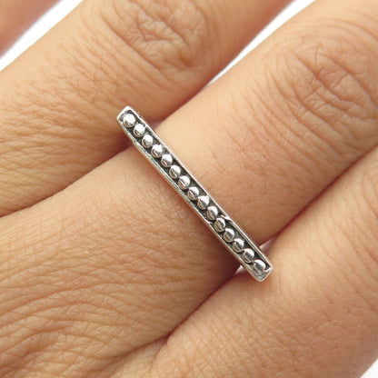 925 Sterling Silver Vintage Granulated Bar Stackable Ring Size 7.5