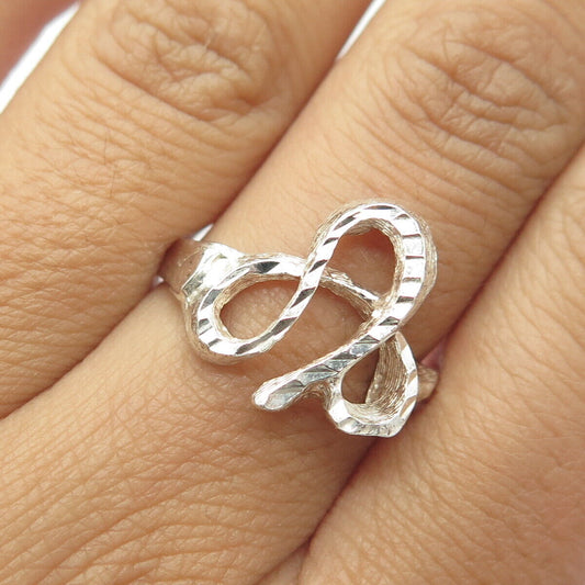 925 Sterling Silver Vintage Modernist Ring Size 8.5