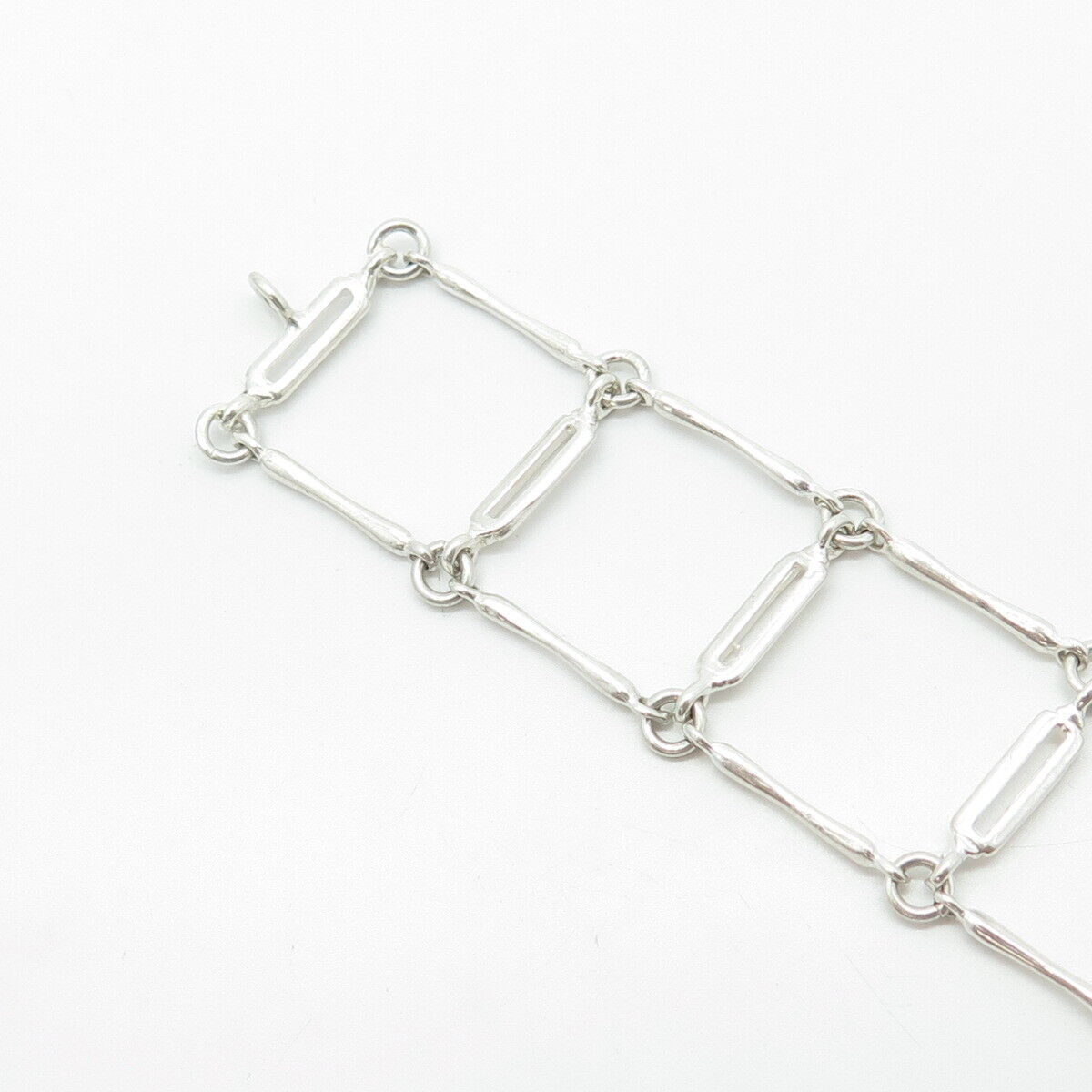 925 Sterling Silver Vintage Fence Link Bracelet 7"