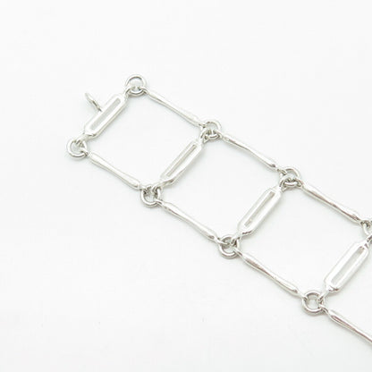 925 Sterling Silver Vintage Fence Link Bracelet 7"