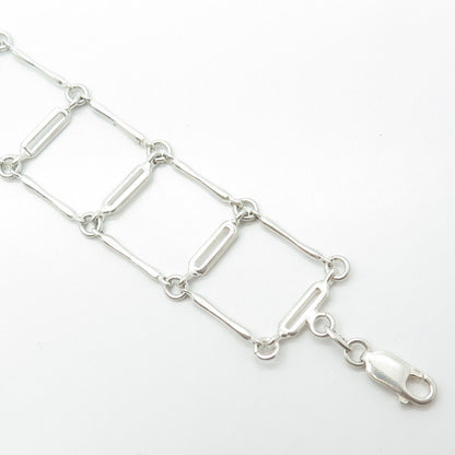 925 Sterling Silver Vintage Fence Link Bracelet 7"