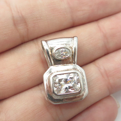 925 Sterling Silver Vintage C Z Slide Pendant