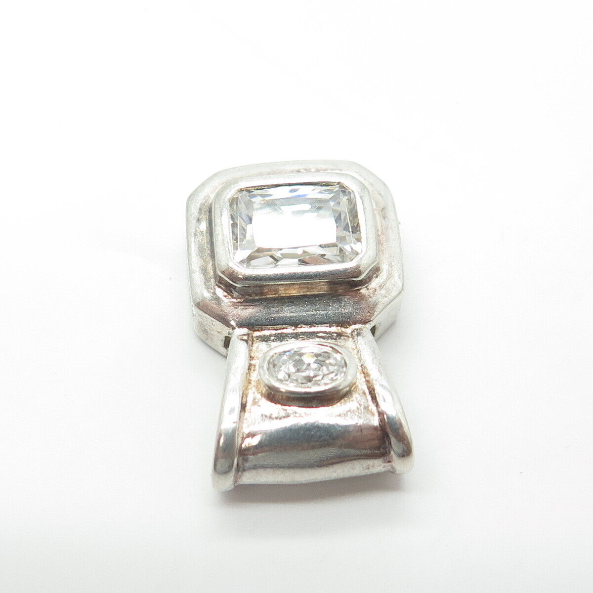 925 Sterling Silver Vintage C Z Slide Pendant