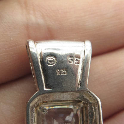 925 Sterling Silver Vintage C Z Slide Pendant