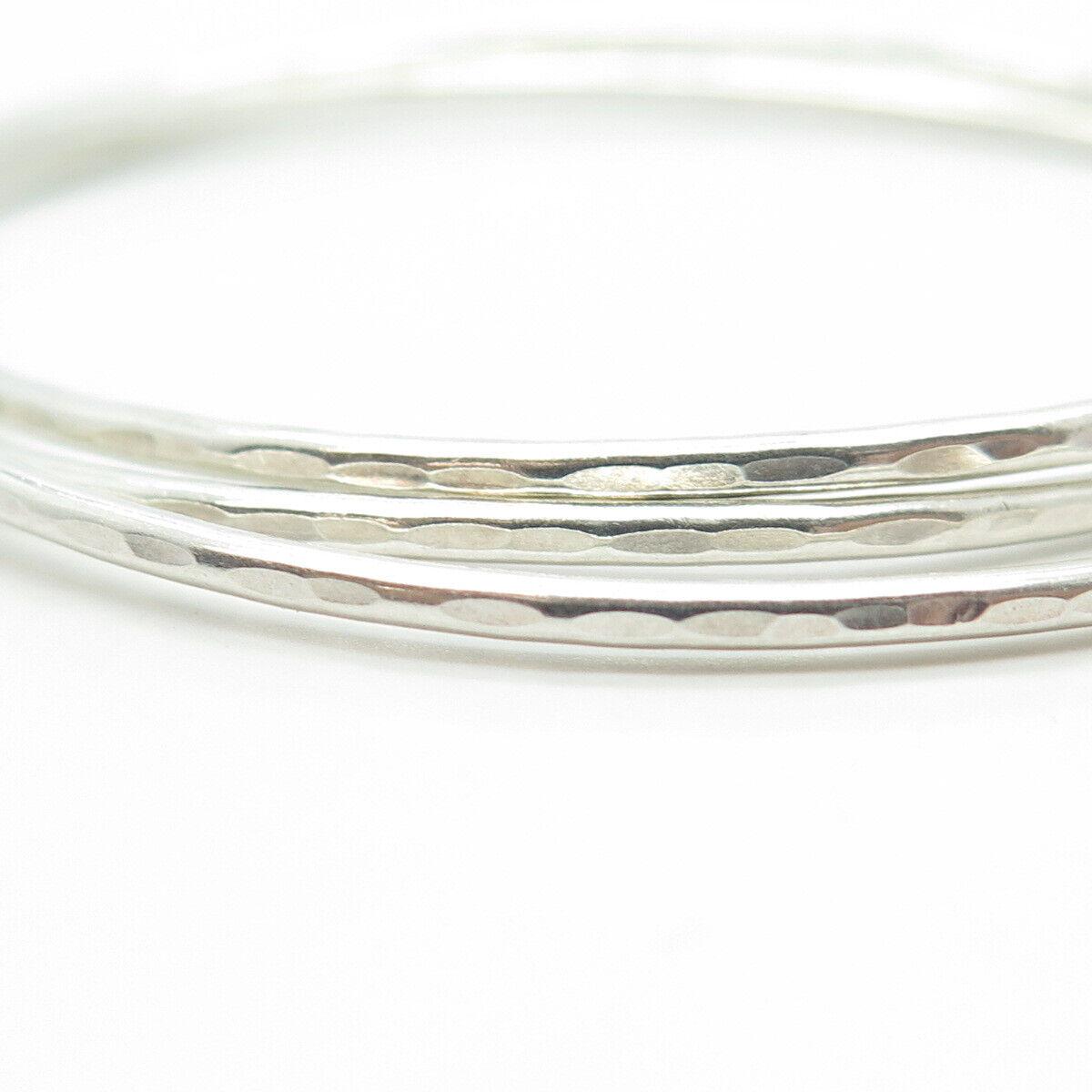 925 Sterling Silver Vintage Triple Bangle Bracelet 8"