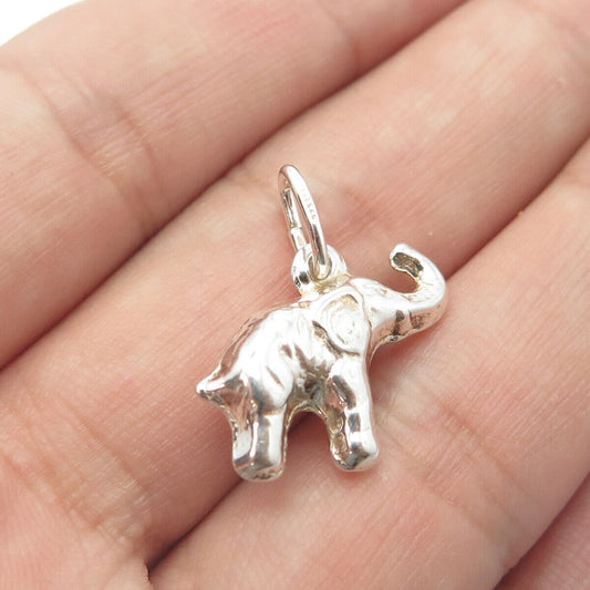 925 Sterling Silver Old Stock Italy Elephant 3D Charm Pendant